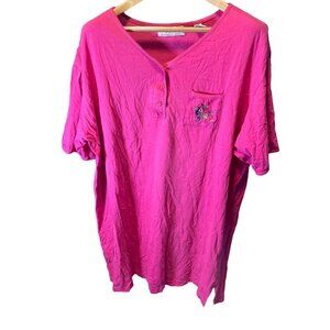 Erika Taylor Pink Round Neck Embroidered Pajama Sleep Top Sz 2X
